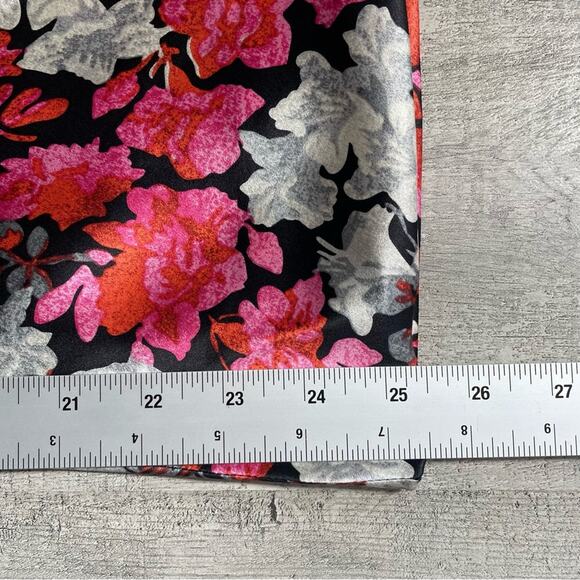 Cinq a Sept Black Floral 100% Silk Mini Slip Dress w/ Side Tie - Picture 16 of 16